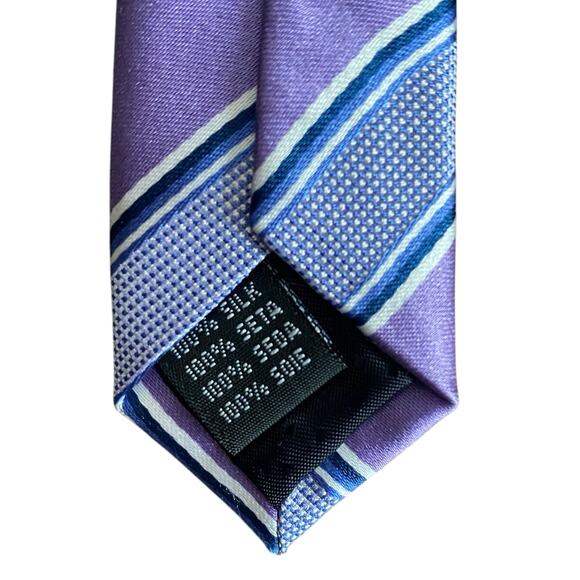 Vintage Yves Saint Laurent YSL Silk Tie Striped Italy Lavender Purple Blue White - Picture 4 of 9